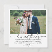 Kalligrafie Ink Pen Love Wedding 5 foto's Vierkant Bedankkaart (Voorkant)
