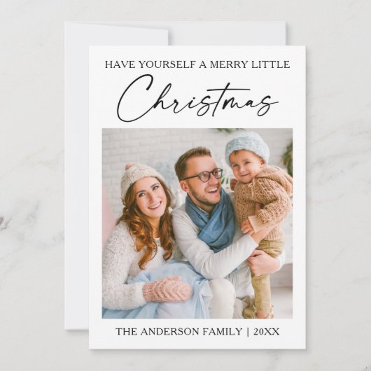 Kalligrafie Ink Pen Minimale kerstfoto Feestdagenkaart (Voorkant)