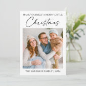 Kalligrafie Ink Pen Minimale kerstfoto Feestdagenkaart (Staand voorkant)