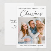 Kalligrafie Ink Pen Minimale kerstfoto Feestdagenkaart (Voorkant / Achterkant)