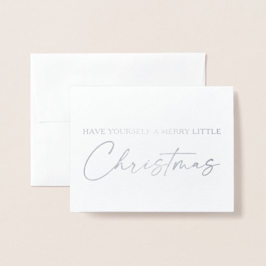 Kalligrafie Ink Pen Script Christmas Silver Foil Folie Kaarten (Voorkant met envelop)