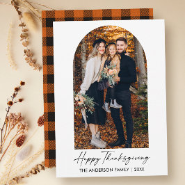 Kalligrafie Ink Photo Arch Plaid Thanksgiving Feestdagenkaart