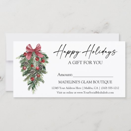 Kalligrafie Ink Pines Vakantie Cadeaubon (Voorkant)