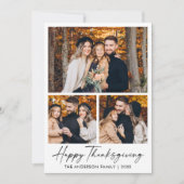 Kalligrafie Ink Script Happy Thanksgiving 3 Foto Feestdagenkaart (Voorkant)