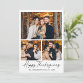 Kalligrafie Ink Script Happy Thanksgiving 3 Foto Feestdagenkaart (Staand voorkant)