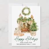 Kalligrafie Ink Script Waterverf Hearth Pines Feestdagenkaart (Voorkant)