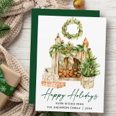 Kalligrafie Ink Script Waterverf Hearth Pines Feestdagenkaart