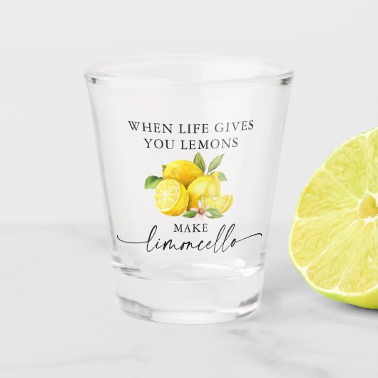 Kalligrafie Ink Waterverf Citroenen Limoncello Shot Glas (Voorkant)