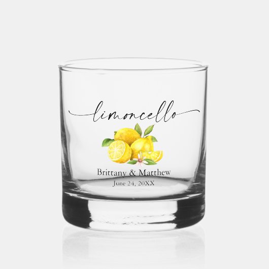 Kalligrafie Ink Waterverf Citroenen Limoncello Whisky Glas (Voorkant)