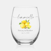 Kalligrafie Ink Waterverf Citroenen Limoncello Wijnglas Zonder Voet (Voorkant)