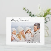 Kalligrafie Inkt Foto Kerstgroen Bessen Feestdagenkaart (Staand voorkant)