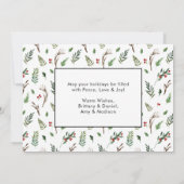 Kalligrafie Inkt Foto Kerstgroen Bessen Feestdagenkaart (Achterkant)