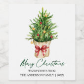 Kalligrafie Inkt Kerst Waterverf Dennengroen Rode  Wijn Etiket (Enkel label)