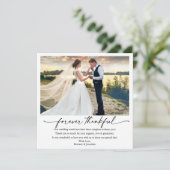 Kalligrafie Inkt Pen Dankbaar Trouwfoto Vierkant Bedankkaart (Staand voorkant)