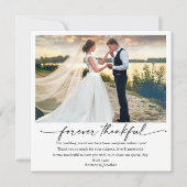 Kalligrafie Inkt Pen Dankbaar Trouwfoto Vierkant Bedankkaart (Voorkant)