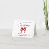 Kalligrafie Inkt Pen Kerstmis Rode Strik Gevouwen Feestdagen Kaart (Voorkant)