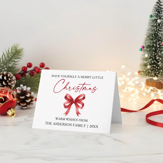Kalligrafie Inkt Pen Kerstmis Rode Strik Gevouwen Feestdagen Kaart