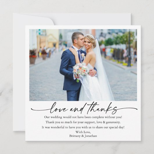 Kalligrafie Inkt Pen Love Wedding Photo Square Bedankkaart (Voorkant)