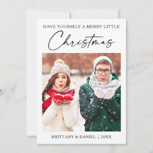 Kalligrafie Inkt Pen Minimale kerstfoto Feestdagenkaart