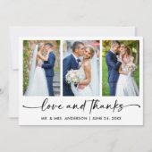 Kalligrafie Inkt Pen Script 3 Foto Liefde Trouwen Bedankkaart (Voorkant)