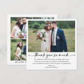 Kalligrafie Inkt Pen Script 5 Foto Vierkant Huweli Bedankkaart (Voorkant / Achterkant)