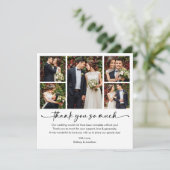 Kalligrafie Inkt Pen Script 5 foto's Bruiloftsplei Bedankkaart (Staand voorkant)