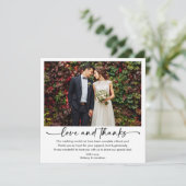Kalligrafie Inkt Pen Script Foto Wedding Square Bedankkaart (Staand voorkant)