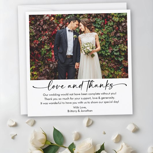 Kalligrafie Inkt Pen Script Foto Wedding Square Bedankkaart