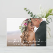 Kalligrafie Inkt Pen Script Trouwfoto Bedankkaart (Staand voorkant)