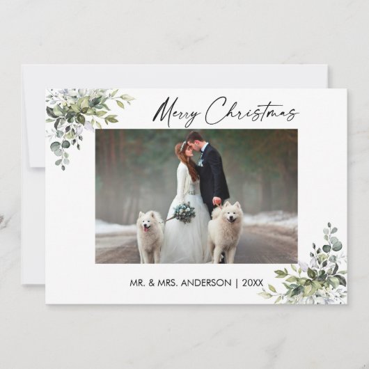 Kalligrafie Inkt Script Groen Paar Kerstmis Feestdagenkaart (Voorkant)