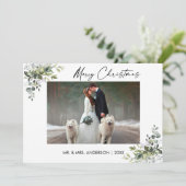 Kalligrafie Inkt Script Groen Paar Kerstmis Feestdagenkaart (Staand voorkant)