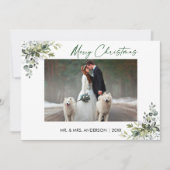 Kalligrafie Inkt Script Kerstgroen Paar Feestdagenkaart (Voorkant)