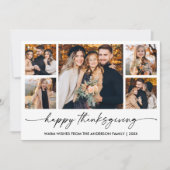 Kalligrafie Inkt Thanksgiving Terracotta 5 Foto Feestdagenkaart (Voorkant)