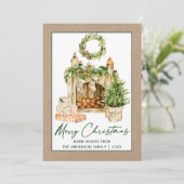 Kalligrafie Inkt Waterverf Kerst Kracht Feestdagenkaart (Staand voorkant)