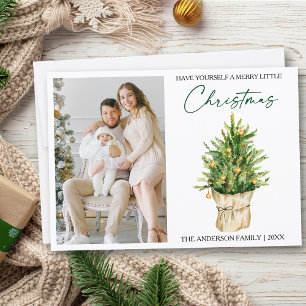 Kalligrafie Inkt Waterverf Pine Tree Foto Feestdagenkaart