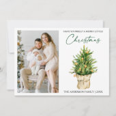 Kalligrafie Inkt Waterverf Pine Tree Foto Feestdagenkaart (Voorkant)