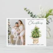 Kalligrafie Inkt Waterverf Pine Tree Foto Feestdagenkaart (Staand voorkant)