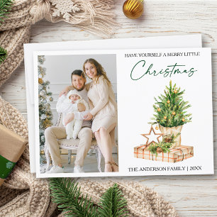 Kalligrafie Inkt Waterverf Pines Foto Feestdagenkaart