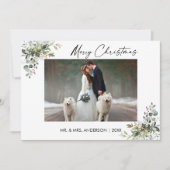 Kalligrafie Inktscript Groen Berries Paar Feestdagenkaart (Voorkant)