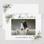 Kalligrafie Inktscript Groen Berries Paar Feestdagenkaart (Voorkant / Achterkant)