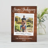 Kalligrafie Instant Camera Foto Hout Thanksgiving Feestdagenkaart (Staand voorkant)