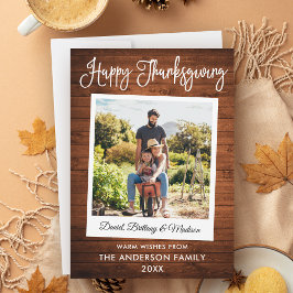 Kalligrafie Instant Camera Foto Hout Thanksgiving Feestdagenkaart