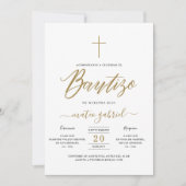 Kalligrafie Invitacion De Bautizo Para Niño Gold Kaart (Voorkant)