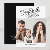 Kalligrafie Jingle Bells Kerstkaart Kaart (Voorkant / Achterkant)