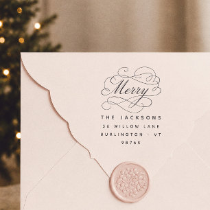 Kalligrafie Kerst Familie Retouradres Rubberstempel