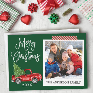 Kalligrafie Kerst Truck Gestreepte Craft Tape Feestdagenkaart