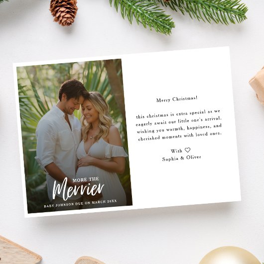 Kalligrafie Kerstfoto Zwangerschapsaankondiging Feestdagenkaart