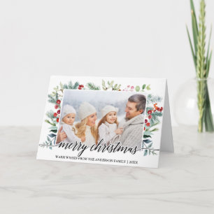 Kalligrafie Kerstgroen Familie Fotovouw Feestdagen Kaart