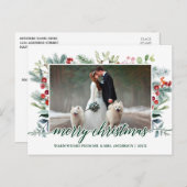 Kalligrafie Kerstmis Groen Bruiloft Foto Groen Briefkaart (Voorkant / Achterkant)