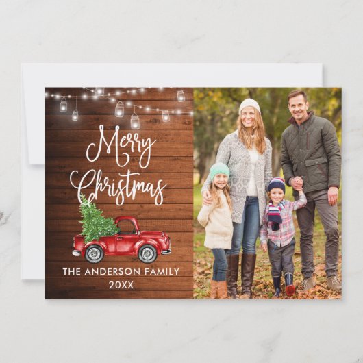 Kalligrafie Kerstmis Wood Jar Lights Feestdagenkaart (Voorkant)